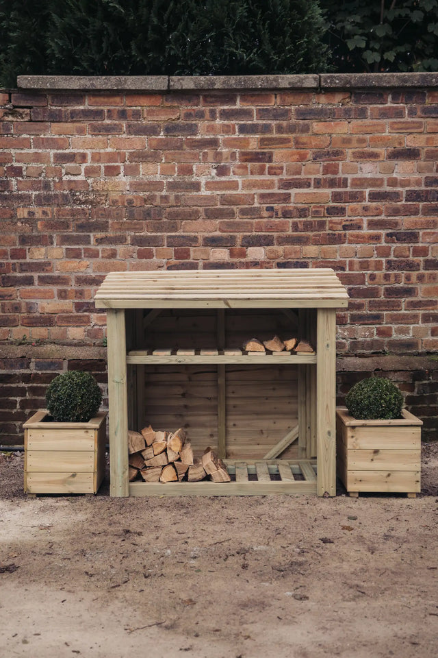4FT X 4FT LOG STORE WITH KINDLING SHELF