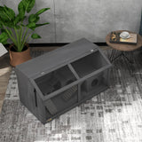 PawHut Hamster Cage, Wooden Small Animal Cage for Gerbils, Mice w/ Suspension Bridge, Openable Top, Hut, 85 x 45 x 44cm - Grey