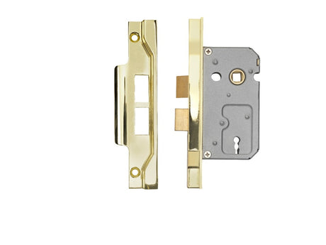 64MM SASH LOCK - 2 LEVER - 57MM C/C - REBATED 13MM - ELECTRO BRASSED - EACH