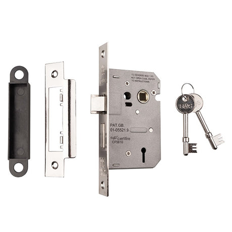 64MM SASH LOCK - 3 LEVER - 57MM C/C - SQUARE - NICKEL PLATED - EACH