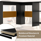 L-shaped Computer Desk with 2 Storage Shelves-Black