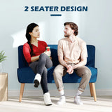 HOMCOM Modern Double Seat Sofa Foam Padding High Back Soft Comfortable Compact Couch Home Office Dark Blue