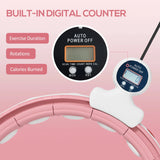 SPORTNOW Smart Weighted Hula Hoop, Massage Hula Ring w/ 16 Detachable Knots, 360 Auto-Rotating Ball, Digital Counter, Pink