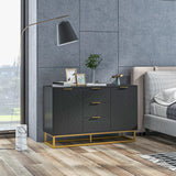 HOMCOM Sideboard with 3 Drawers and Adjustable Shelves for Living Room - Black