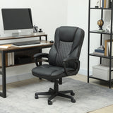 HOMCOM High Back Executive Office Chair, PU Leather Swivel Desk Chair with Tilt Function, Armrests and Adjustable Height for Home Office, Black