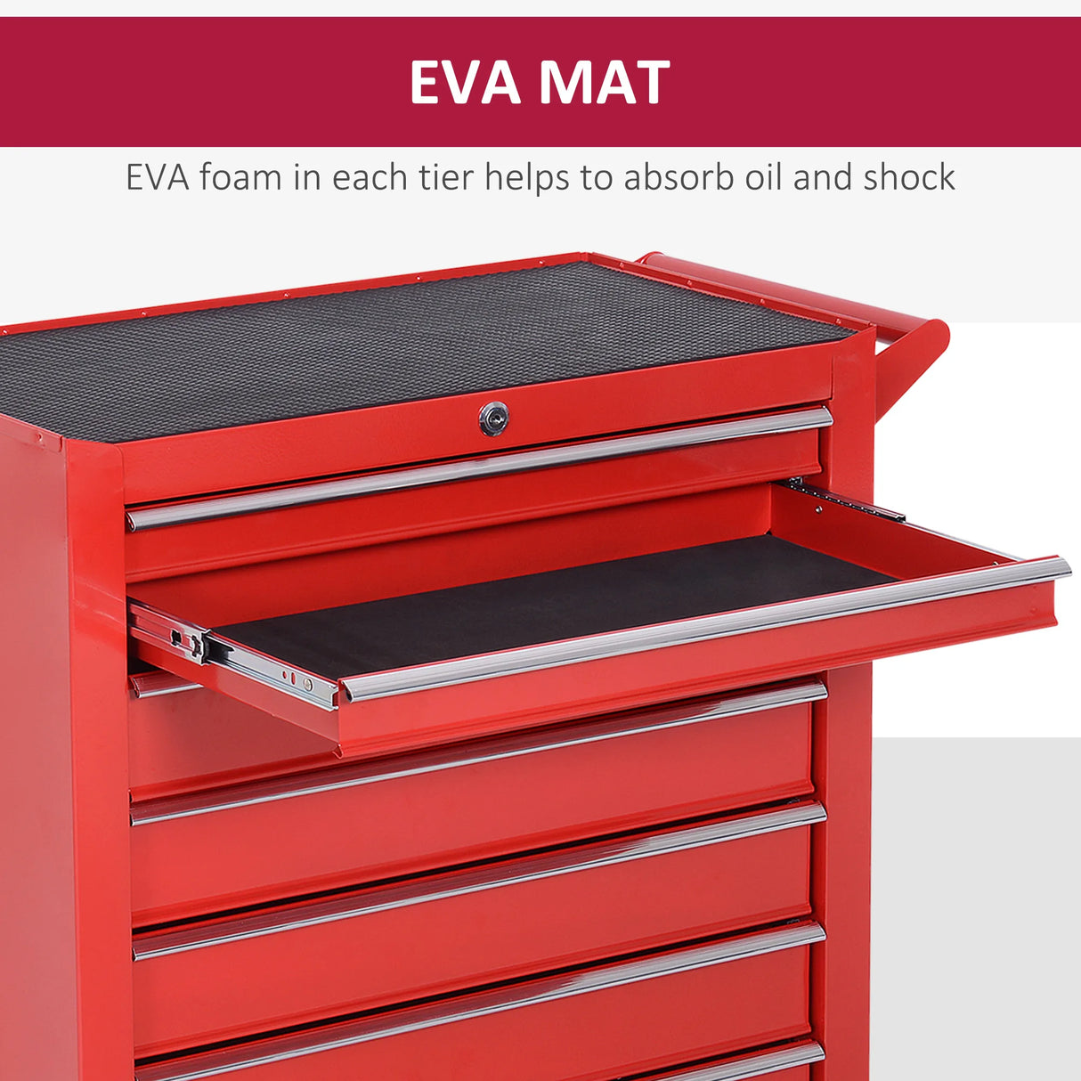 DURHAND 7-Drawer Tool Box on Wheels Tool Cabinet 150 Load with Lockable Swivel Castors, Red