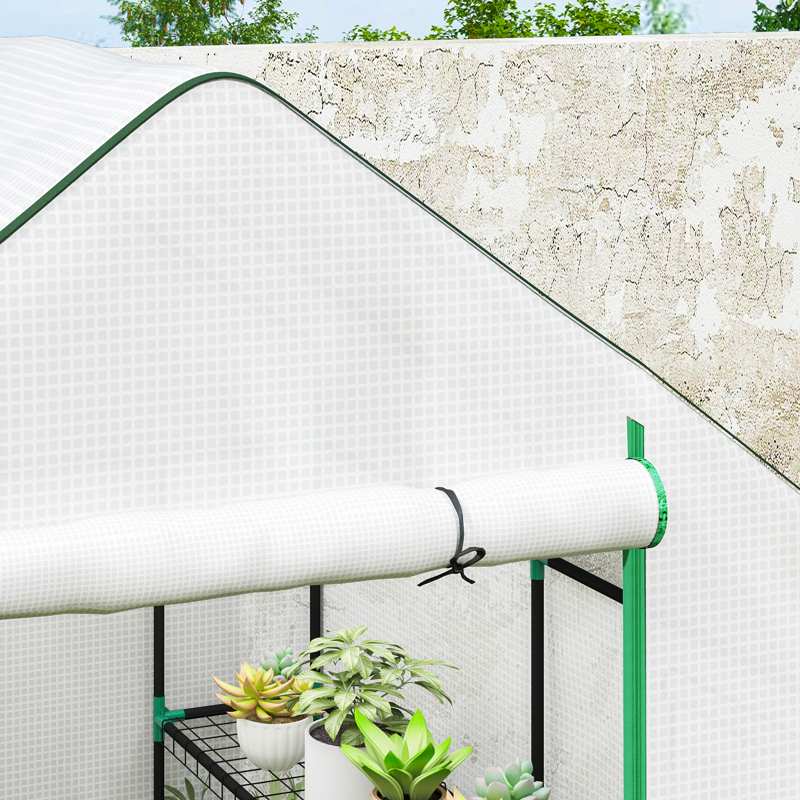 Outsunny 143 x 140cm Walk-In Greenhouse, with Accessories - White