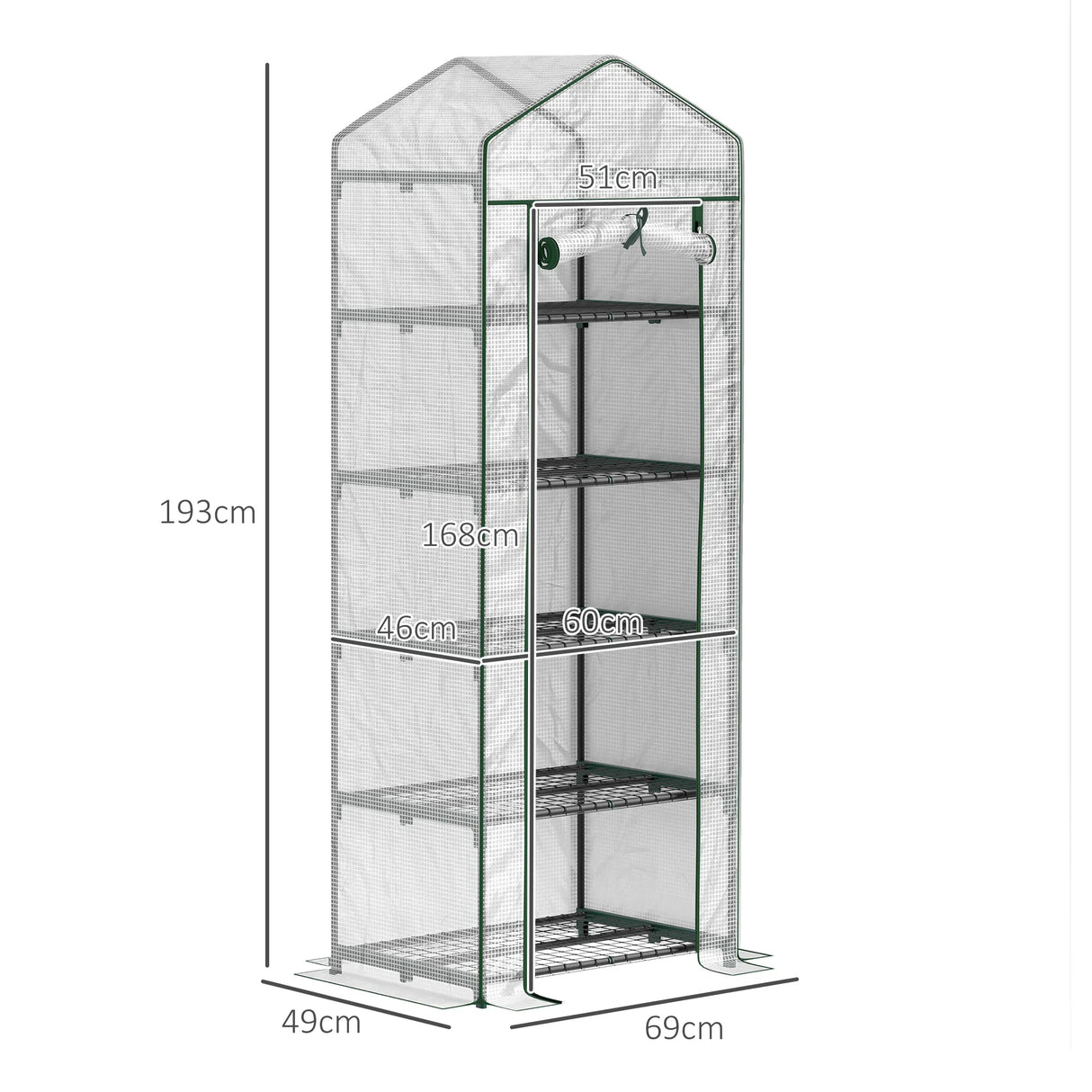 Outsunny 193cm Five Shelf Mini Greenhouse - White