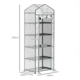 Outsunny 193cm Five Shelf Mini Greenhouse - White