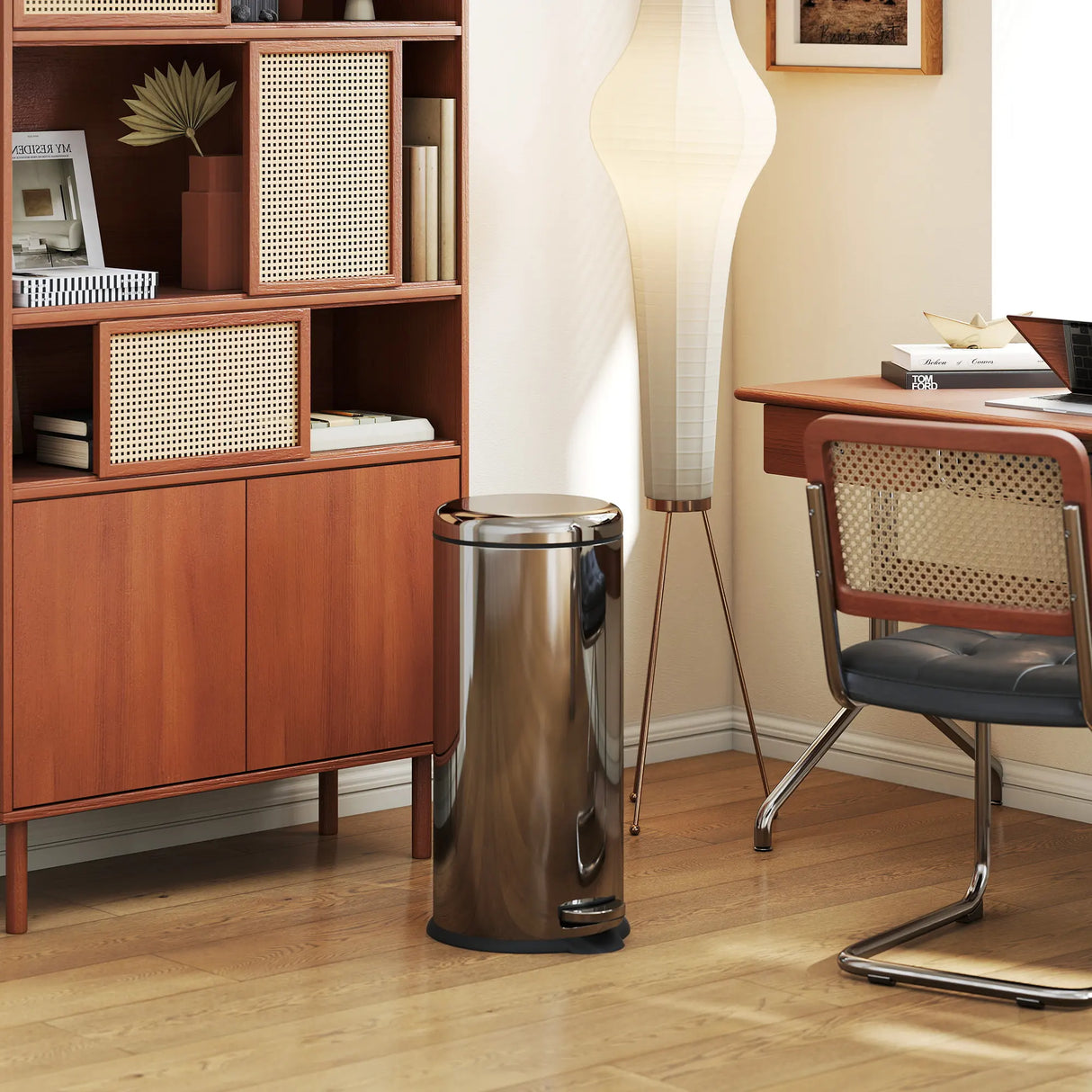 HOMCOM Foot Pedal Bin Stainless Steel Metal Waste Rubbish Lid Kitchen Garbage 30L Silver