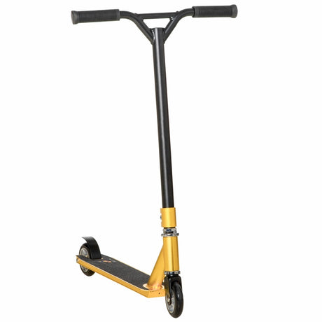 HOMCOM Stunt Scooter, 360° Entry Level Tricks Scooter w/ Lightweight Aluminium Deck and ABEC 7 Bearing, For Age 14+ Beginners, Gold Tone