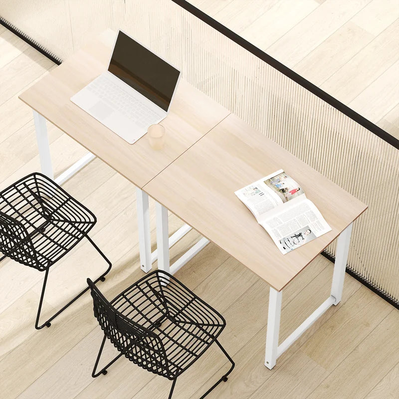 HOMCOM Computer Desk, Writing Table, 80 x 60 x 76cm Workstation for Home Office, Study with Metal Frame, Simple Assembly, White
