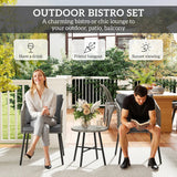 Outsunny Three-Piece Cut-Out Rattan Chair and Table Set - Grey