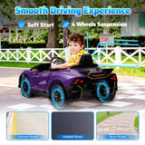 AIYAPLAY 12V Lamborghini Autentica Licensed Kids Electric Car with Remote Control, 4 Suspension Wheels, Soft Start, Purple