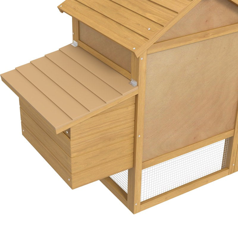 PawHut Small Chicken Coop with Run Hen House Poultry Coops Cages Nesting Box Wood 150.5 x 54 x 87cm