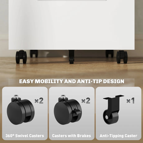 Vinsetto Three-Drawer Steel Filing Cabinet - White
