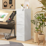 HOMCOM Four-Drawer Modern Steel Filing Cabinet - White
