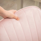 HOMCOM Velvet-Feel Tub Office Chair, with Seat Cushion - Pink