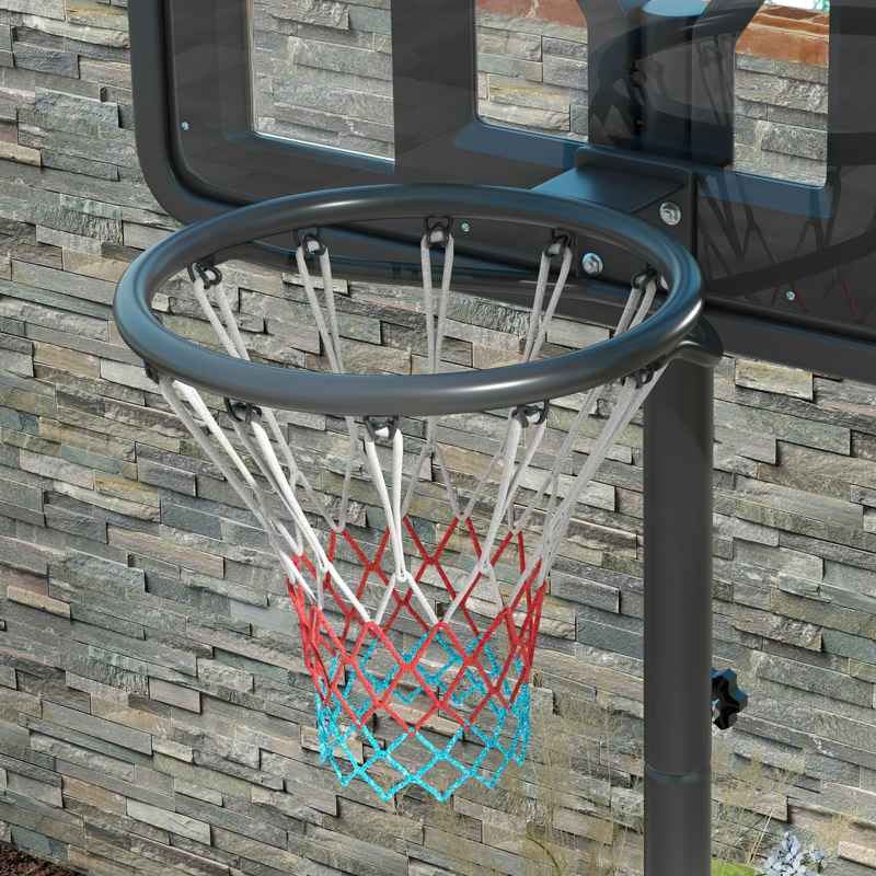 SPORTNOW Height Adjustable Basketball Stand Net Set System, Freestanding Basketball Hoop and Stand w/ Wheels, 200-305cm - Black