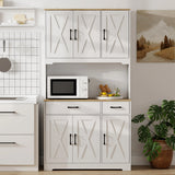 HOMCOM 175 cm Tall Kitchen Pantry Cabinet with Microwave Stand, Freestanding Pantry Cupboard, White