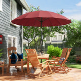 Outsunny 2 m Shanghai Garden Parasol Umbrella with 16 Fibreglass Ribs, Outdoor Parasol Sun Shade with Crank & Tilt, Wine Red
