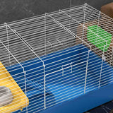 PawHut Chinchillas Small Rabbit Guinea Pig Small Animal Cage, Pet Playhouse, with Platform, Ramp, 99 x 52 x 53cm, Blue