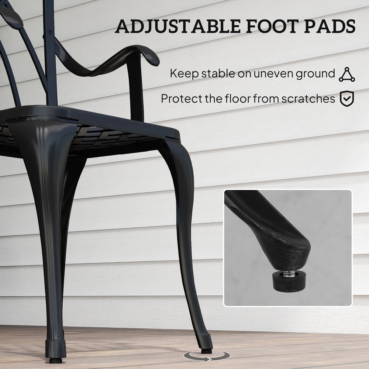 Outsunny 3 Pieces Garden Dining Set for 2, Cast Aluminium Outdoor Dining Set with 2 Armchairs and Round Dining Table with Parasol Hole, Garden Furniture Set, Brown