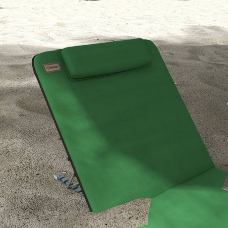 Outsunny Set of Two Metal Frame Beach Chairs, with Reclining Backs - Green