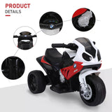 HOMCOM Electric Motorbike for Kids Ride on BMW Motorbike W/Headlights and Music, 6 V-Red