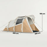 Outsunny Inflatable Camping Tent w/ Air Pump, Easy Setup 2-3 Person Blow Up Tent, Khaki