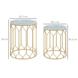 Outsunny Round Coffee Table Set of 2, Modern Nesting Tables with Ceramic Tile Top, Small End Tables, Indoor Outdoor Side Table with Metal Frame for Living Room, Bedroom, Patio, Balcony, Multicoloured