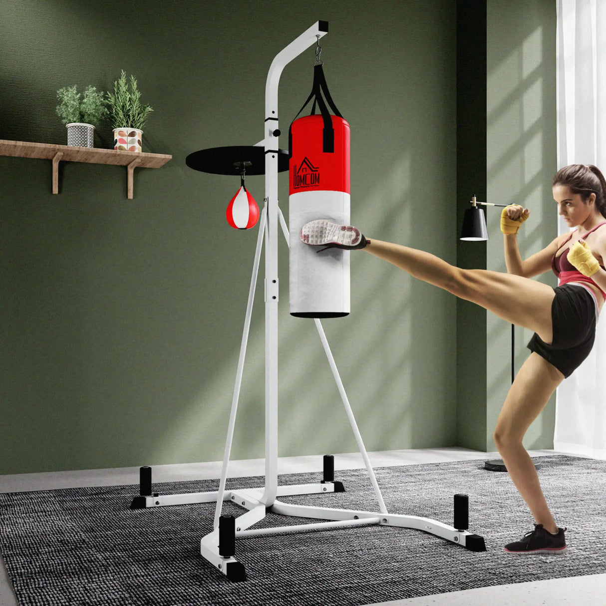HOMCOM Freestanding Boxing Punch Bag & Speed ball Station, for Home Gym, White