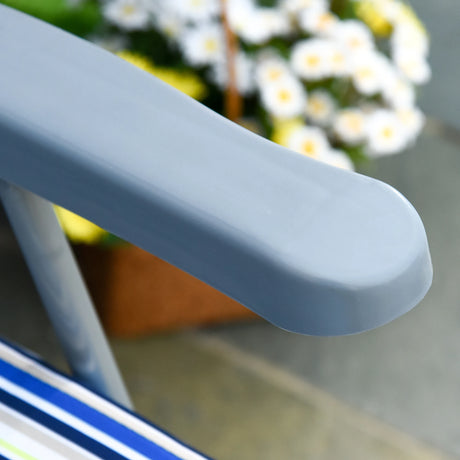 Outsunny Reclining Garden Chair Set of 2, 5-Level Adjustable Zero Gravity Chairs with Cushions, Folding Sun Lounger Garden Recliner Chairs with Armrests for Outdoor, Patio, Blue Stripe