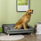 PawHut Dog Sofa, with Wooden Legs, Water-Resistant Fabric, for Medium & Large Dogs - Grey