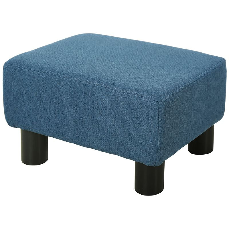 HOMCOM Linen Fabric Footstool Ottoman Cube with 4 Plastic Legs