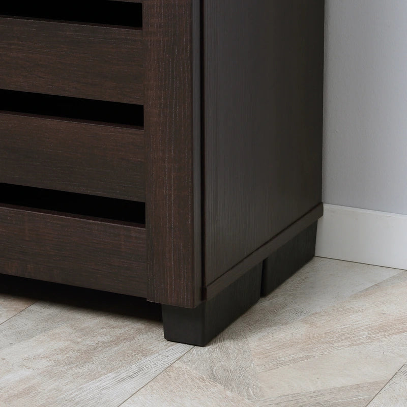 HOMCOM 5-Tier Narrow Shoe Cabinet with Adjustable Shelves - Dark Brown