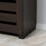 HOMCOM 5-Tier Narrow Shoe Cabinet with Adjustable Shelves - Dark Brown