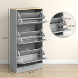 HOMCOM Modern Compact Three-Drawer Shoe Storage Cabinet - Grey