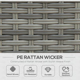Outsunny Seven-Piece Rattan Garden Sofa Set, with Expanding Table - Grey