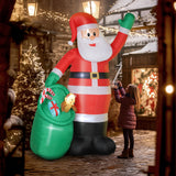 Outsunny 9ft/275 cm Christmas Inflatable Santa with Bear Sack, Giant Christmas Blow Up Decoration with Built-in LED Lights for Garden, Indoor Outdoor Home Decor