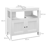 kleankin Pedestal Under Sink Cabinet with Double Doors, Modern Bathroom Vanity Storage Unit with Shelves, White