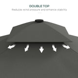 Outsunny 2.5m Square Double Top Garden Parasol Cantilever Umbrella with Ruffles, Dark Grey
