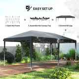 Outsunny Pop Up Gazebo, Double Roof Foldable Canopy Tent, Height Adjustable Wedding Awning Canopy w/ Carrying Bag, 6 m x 3 m x 2.7 m, Grey