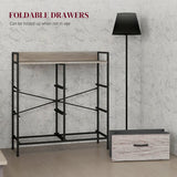 HOMCOM Rustic Chest of Six Fabric Drawers - Grey Wood Effect