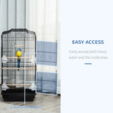 PawHut Large Metal Bird Cage with Stand, Perches, Food Bowls, Swing, for Budgies, Parakeets, Black