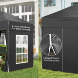 Outsunny 2 x 2 m Garden Pop Up Gazebo, Wedding Party Tent Marquee, Water Resistant Awning Canopy with Sidewalls, Windows, Carry Bag, Black