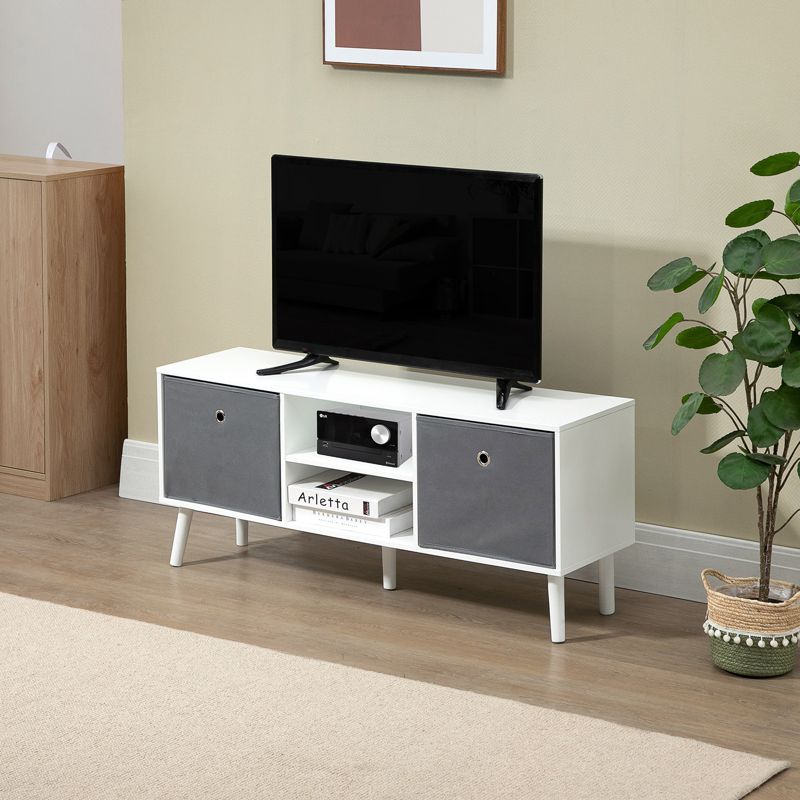 HOMCOM TV Cabinet Stand Unit for TVs up to 50'' with Foldable Drawers, Entertainment Centre for Living Room White