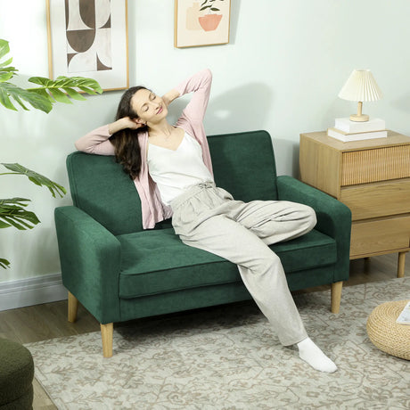 HOMCOM Two-Seater Velvet-Feel Sofa - Green