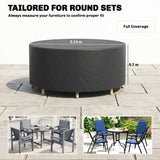 Outsunny Round Garden Furniture Cover, Waterproof Garden Table Cover, 420D Heavy Duty Oxford for Outdoor, Dia.214 x 70 cm, Black