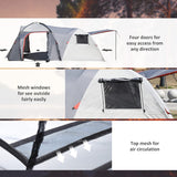 Outsunny 4-5 Man Outdoor Tunnel Tent, Two Room Camping Tent with Portable Mat, Sewn-In Floor, Carry Bag, 4 Doors and Breathable Mesh Windows, 2000mm Water Column for Fishing, Festival, Hiking